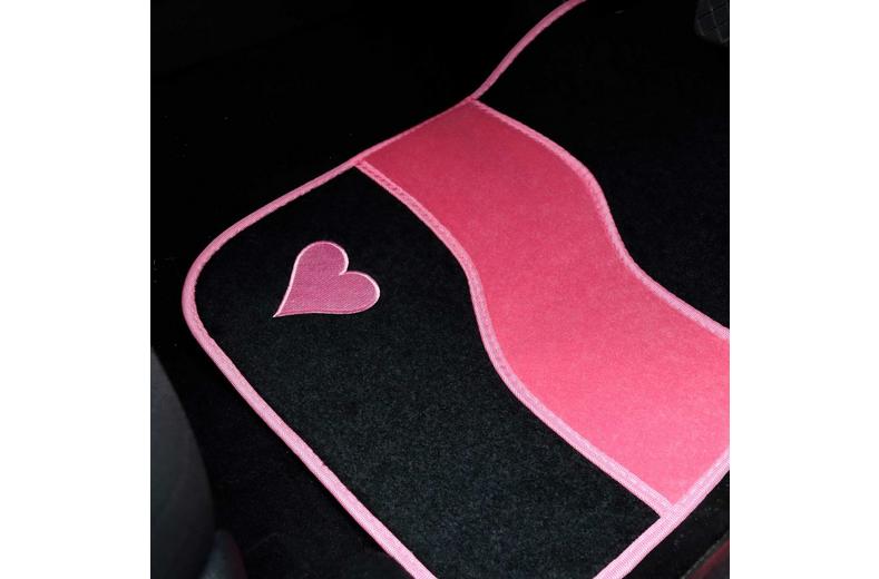 Streetwize Velour Pink with Heart Motif Carpet Mats Streetwize Velour Pink with Heart Motif Carpet Mats