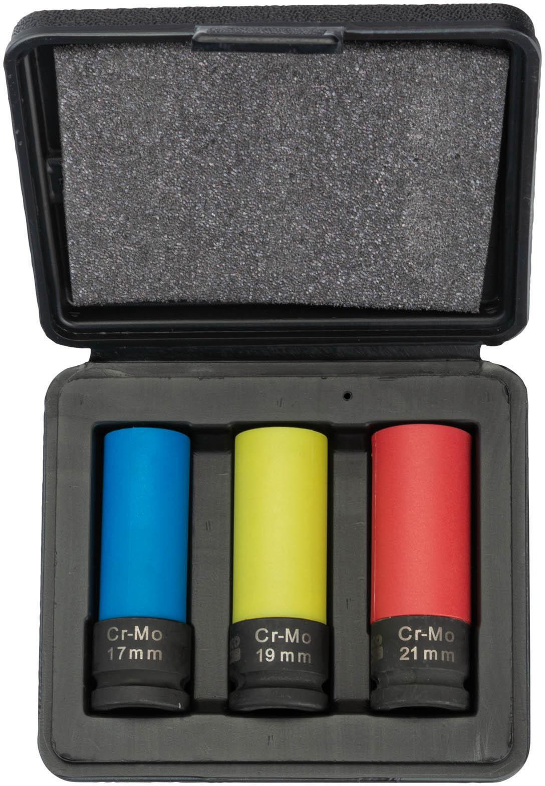 Bahco Colour Coded 17,19 and 21mm Impact Wheel Socket Set Halfords UK