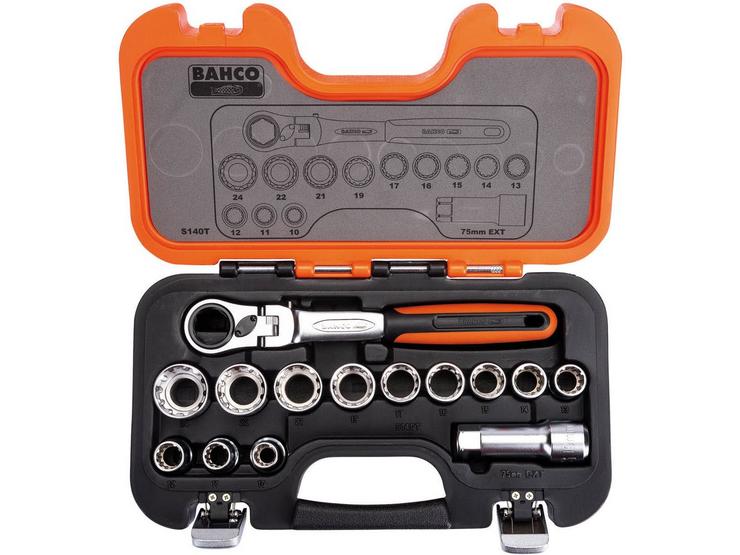 Bahco Pass Through Socket Sets with Flexi Head Ratchet/Extension Bars