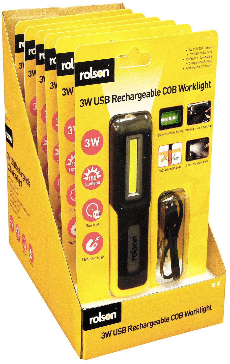 Rolson Rechargeable 3w COB Torch and Lamp