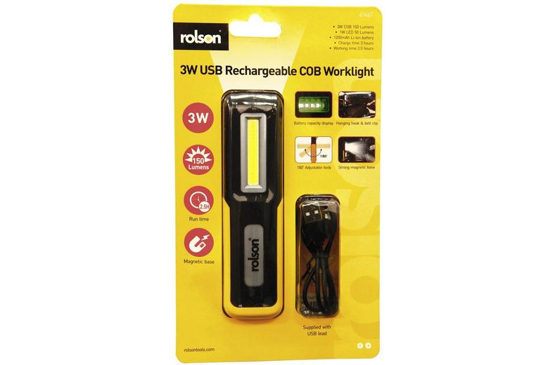 Rolson Rechargeable 3w COB Torch and Lamp Rolson Rechargeable 3w COB Torch and Lamp