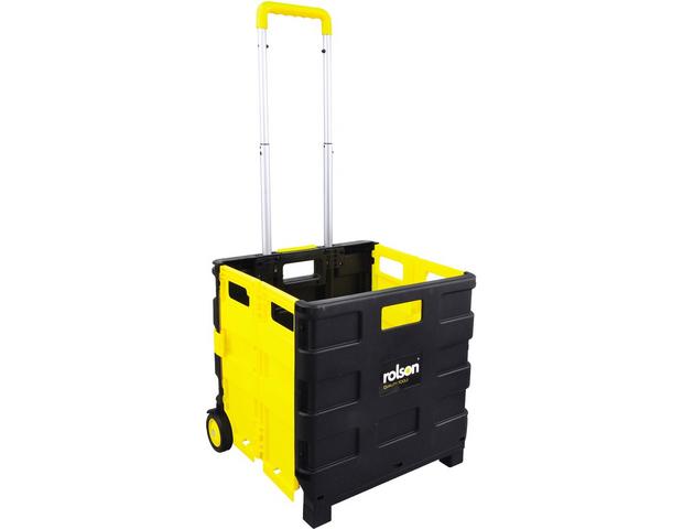 25kg Large Folding Collapsible Boot Cart Shopping Storage Box Wheel Crate Trolly 