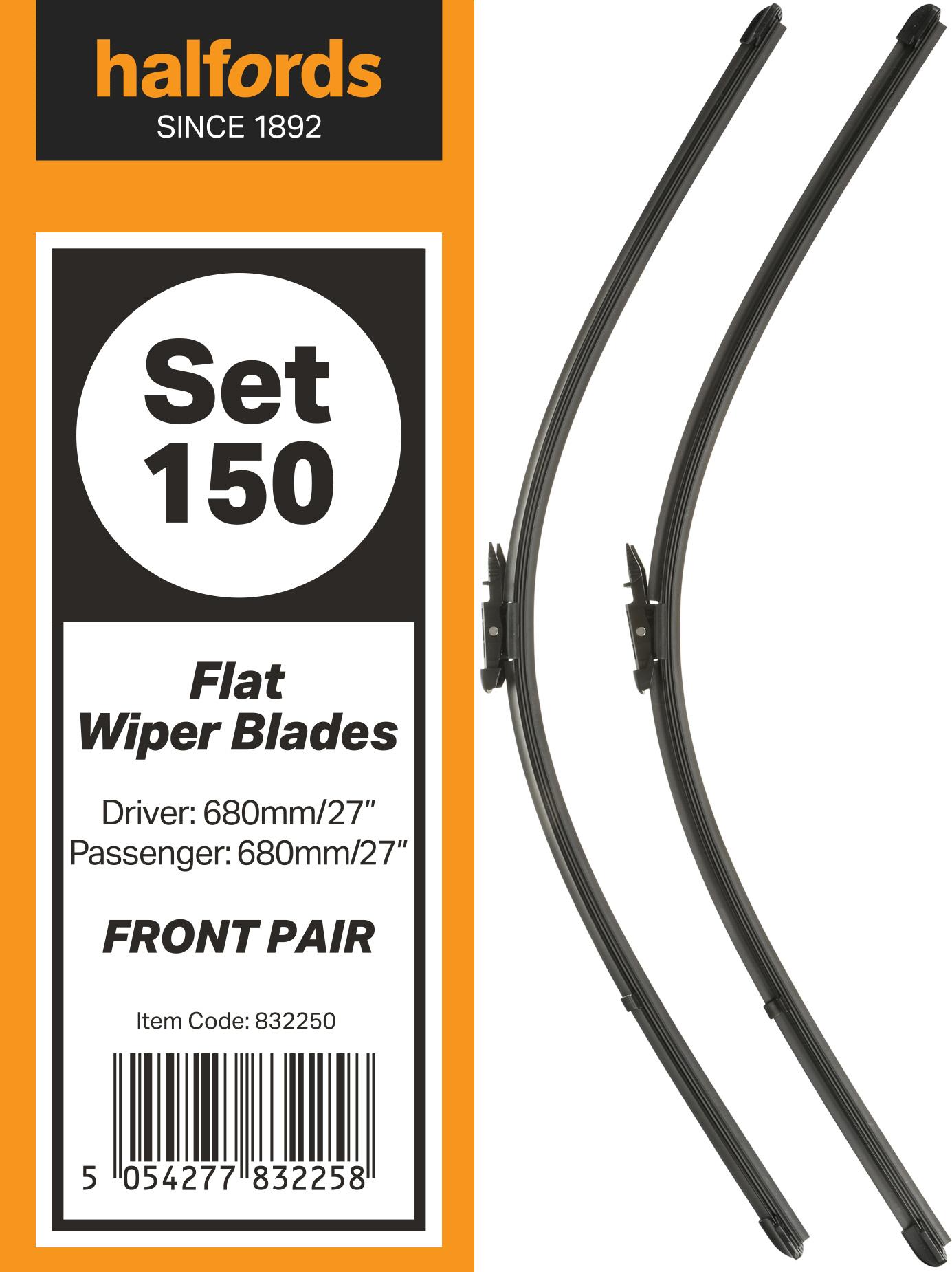 Halfords Flat Wiper Set 150 - Front Pair
