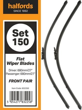 Halfords Flat Wiper Set 150 - Front Pair