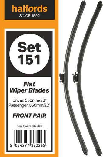 Halfords Flat Wiper Set 151 - Front Pair
