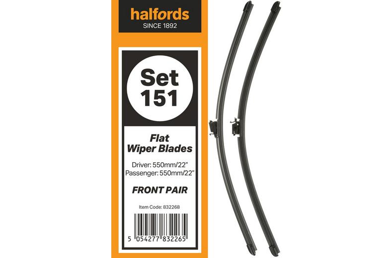 Halfords Flat Wiper Set 151 - Front Pair Halfords Flat Wiper Set 151 - Front Pair