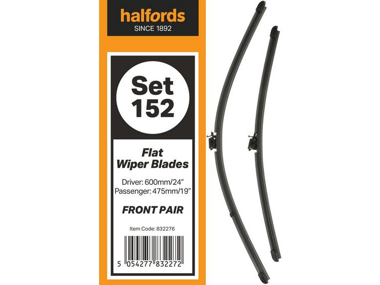 Halfords Flat Wiper Set 152 - Front Pair