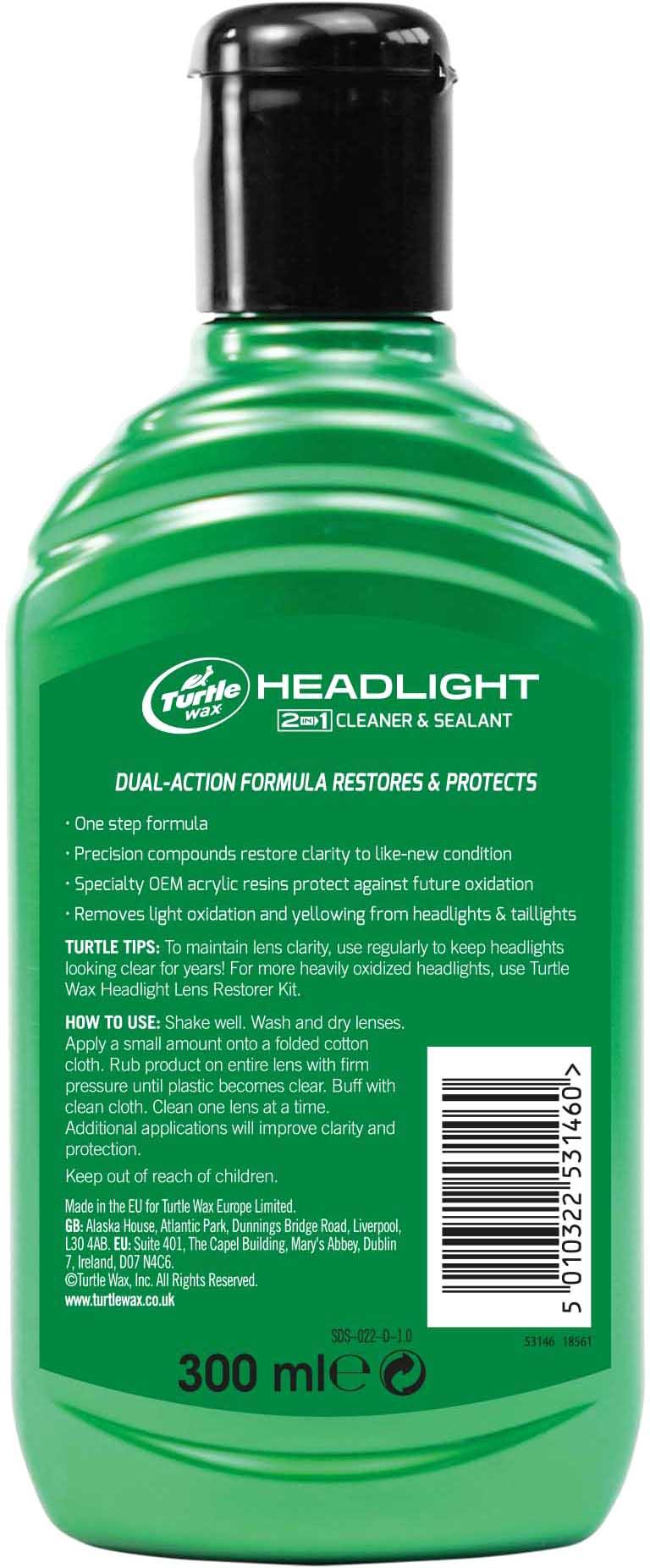 Turtle Wax Headlight Cleaner & Sealant 300ML