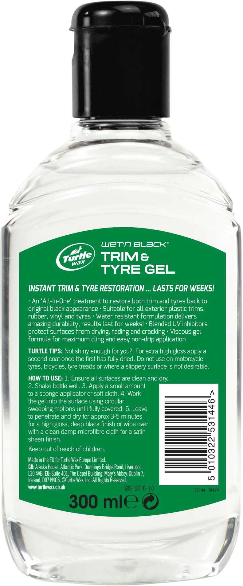 Turtle Wax Wet N Black Tyre & Trim Gel 300ML