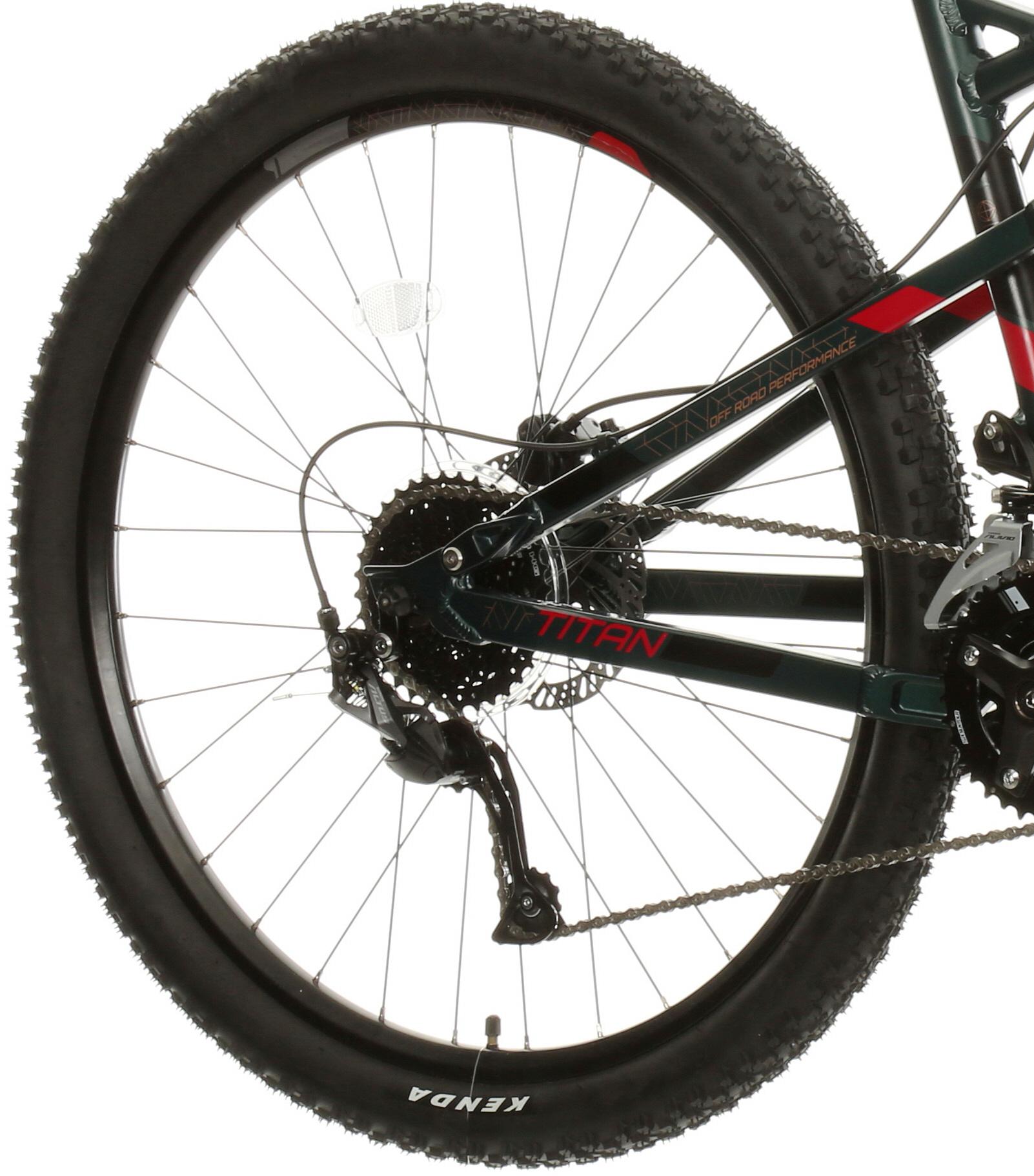 Carrera Titan Mens Full Suspension Mountain Bike - S, M, L Frames, Green/Grey