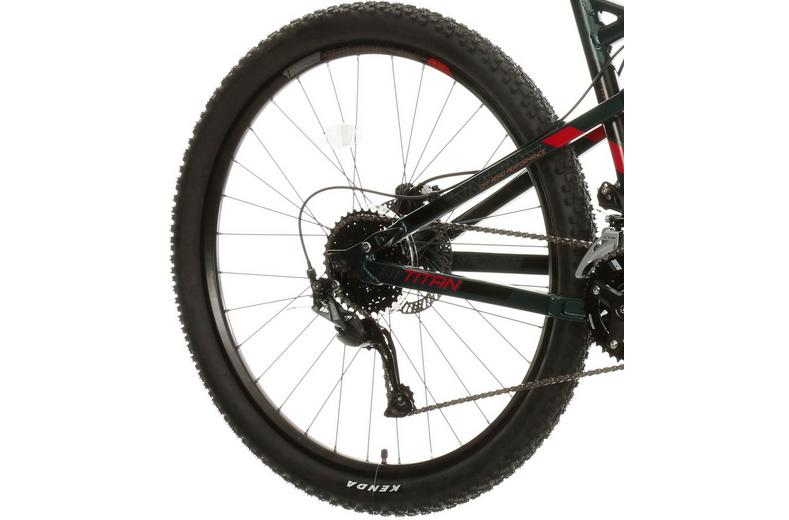 Carrera Titan Mens Full Suspension Mountain Bike - S, M, L Frames, Green/Grey Carrera Titan Mens Full Suspension Mountain Bike - S, M, L Frames, Green/Grey