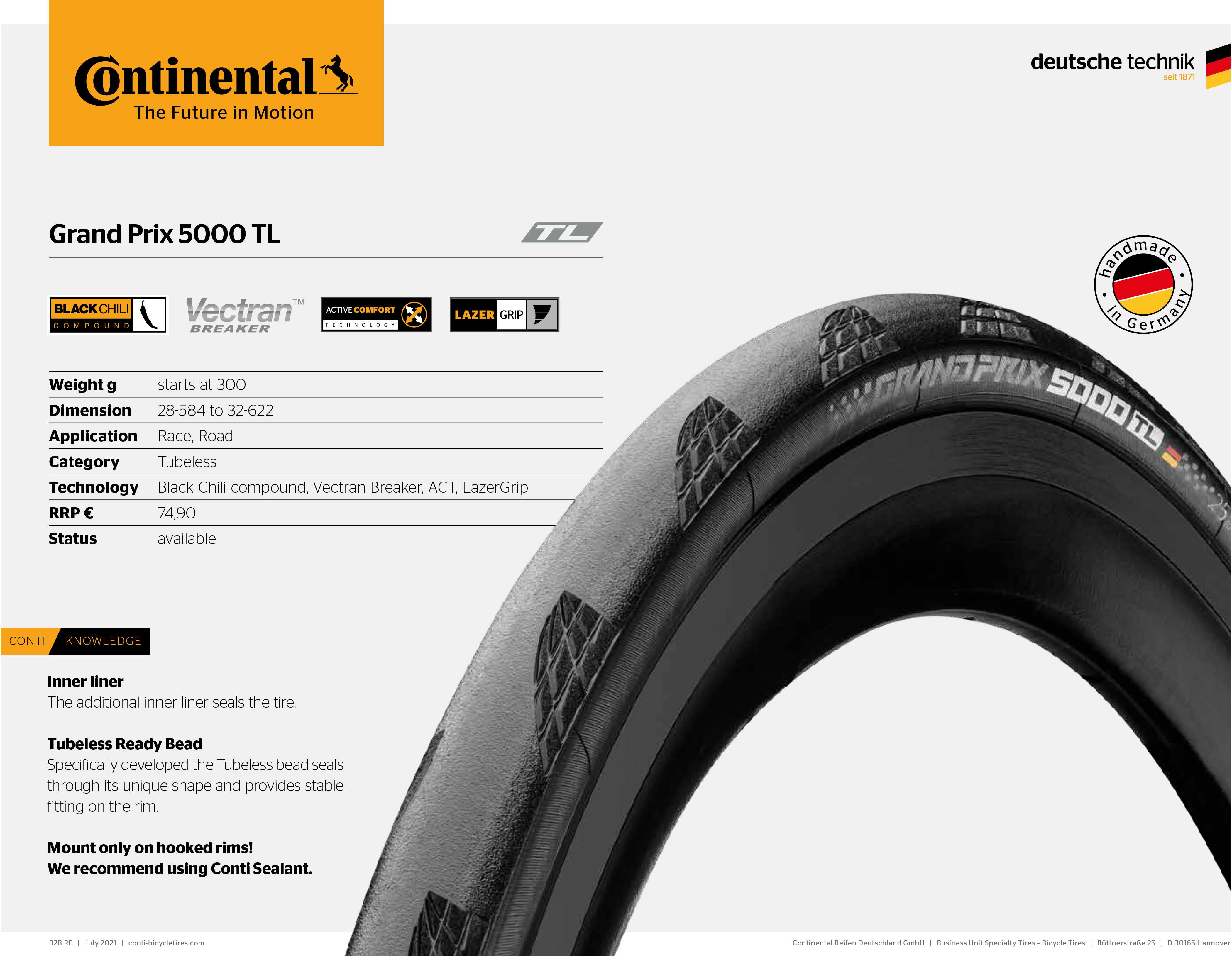 Continental Grand Prix 5000 TL Folding Tyre