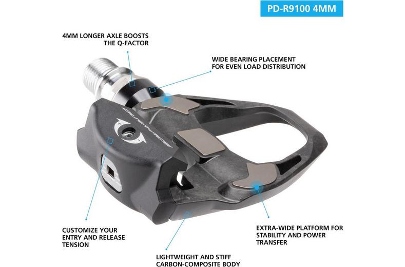 Shimano Dura Ace PD-R9100 SPD SL Carbon Road Pedals 4mm Longer Axle Shimano Dura Ace PD-R9100 SPD SL Carbon Road Pedals 4mm Longer Axle