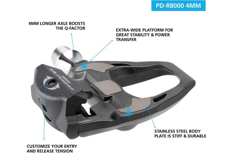 Shimano Ultegra PD-R8000 SPD-SL Carbon Road Pedals 4mm Longer Axle Shimano Ultegra PD-R8000 SPD-SL Carbon Road Pedals 4mm Longer Axle