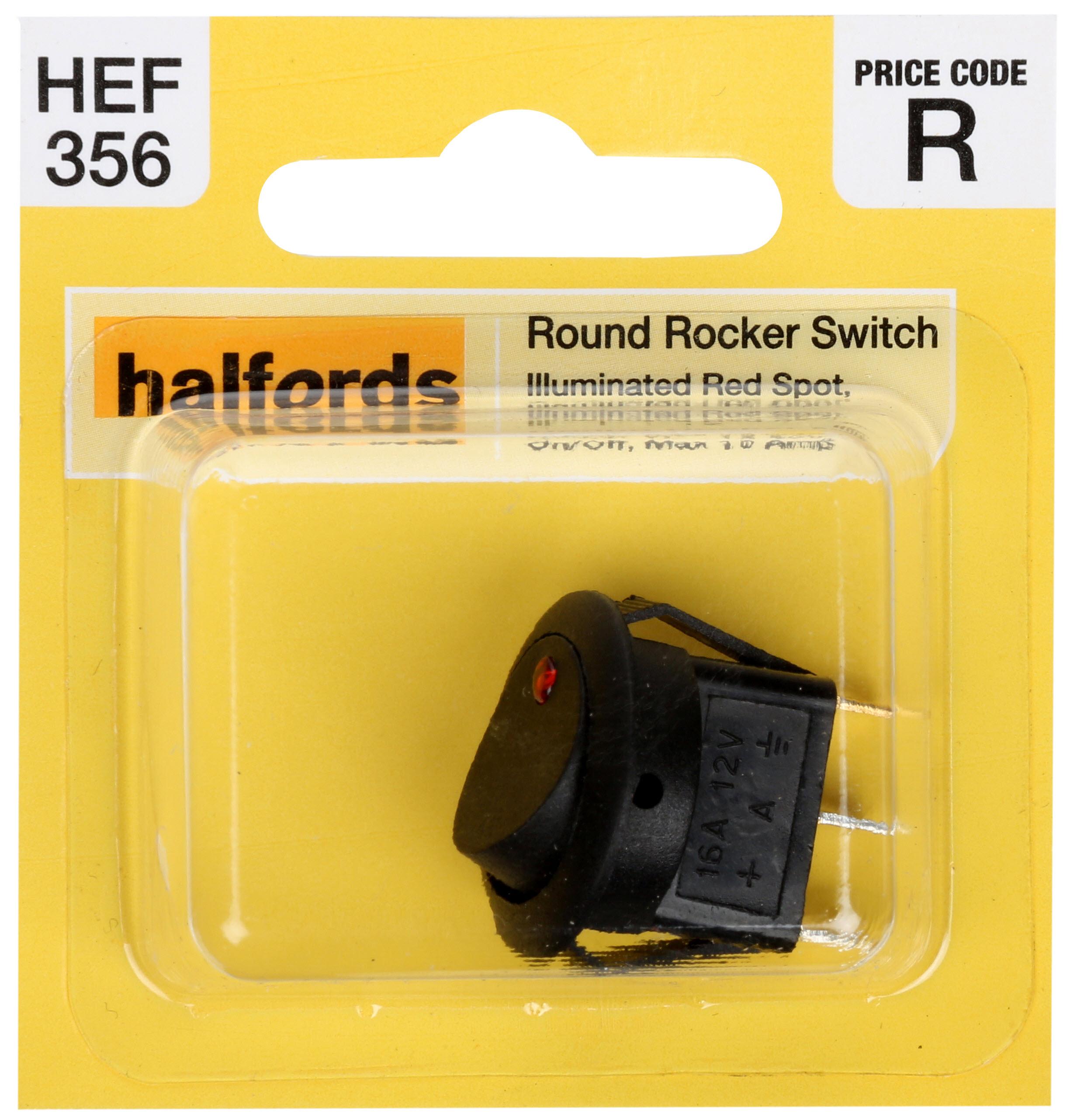 Halfords Round Rocker Switch 10 Amp Max Hef356