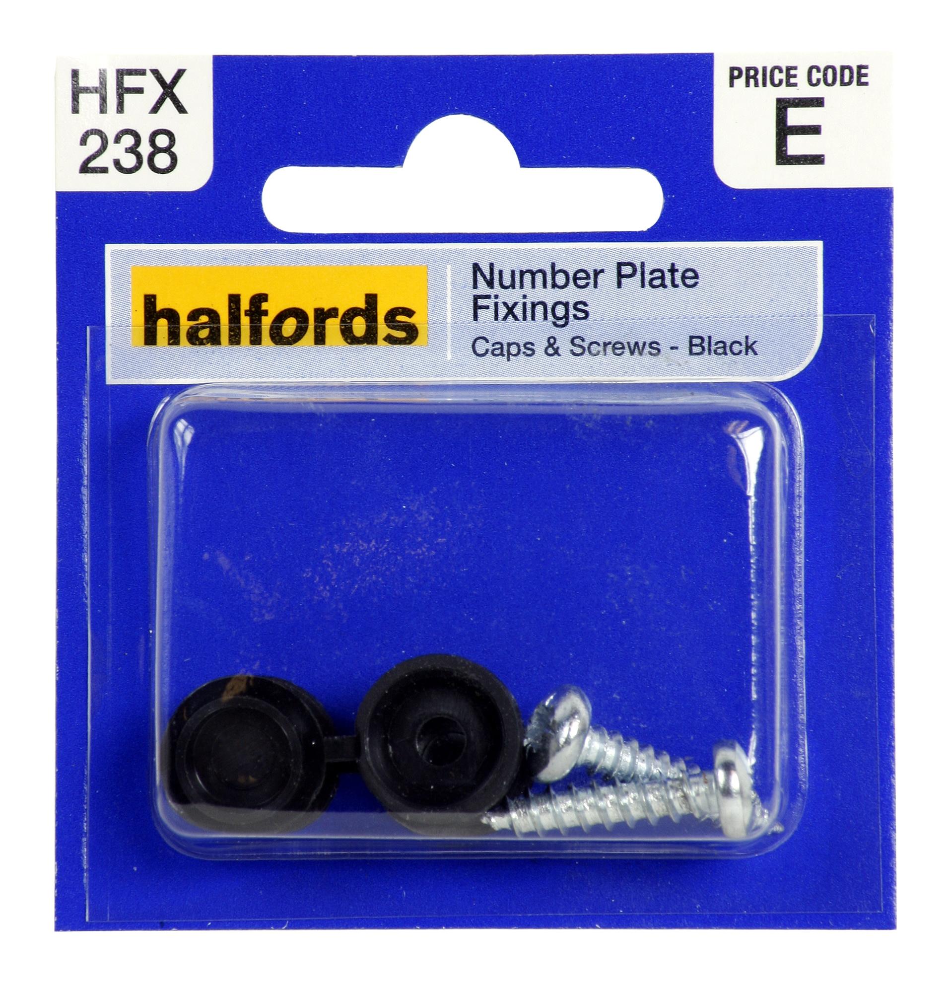 Halfords Number Plate Screws And Caps - Black
