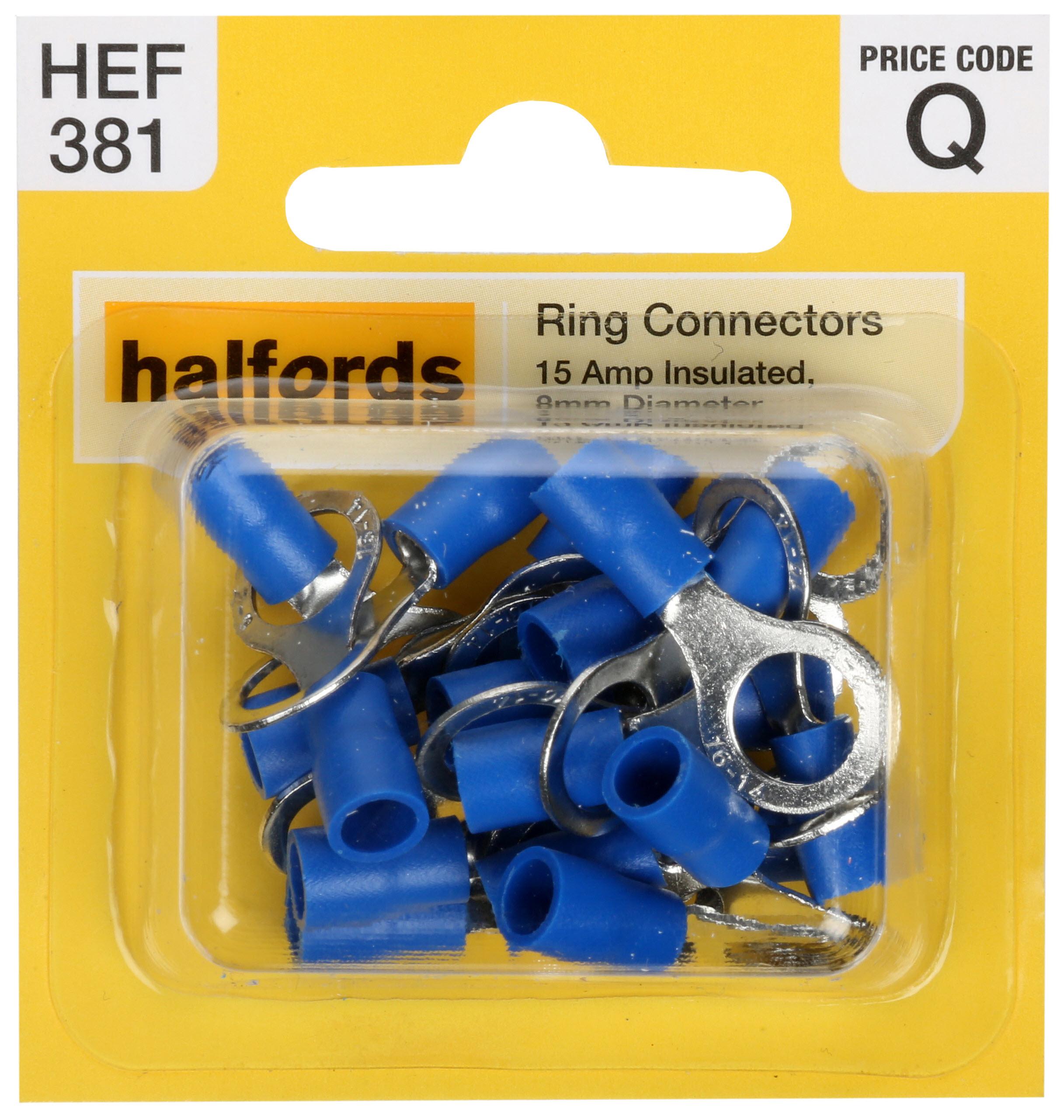Halfords Ring Connectors 15 Amp 8Mm Hef381