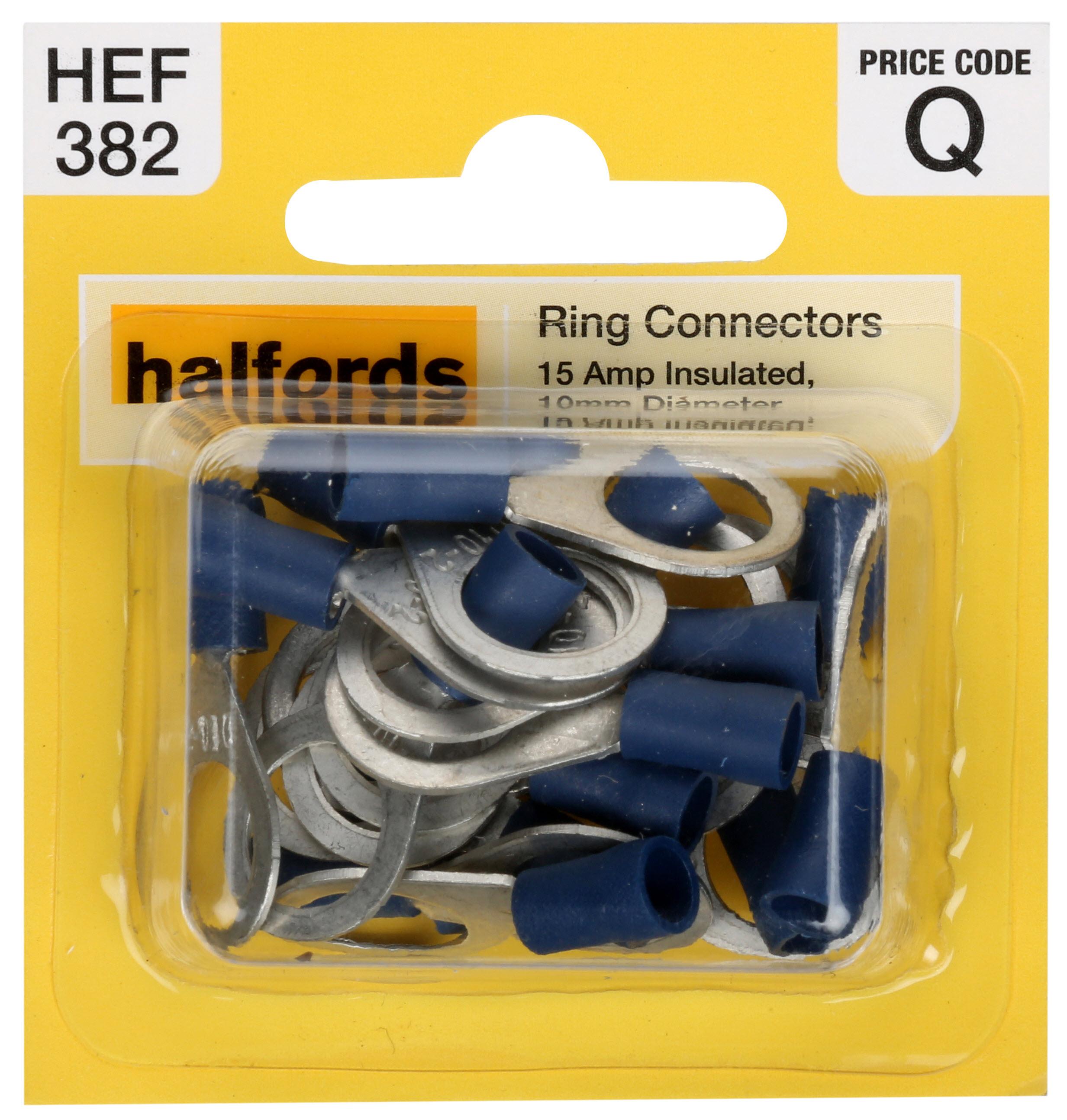 Halfords Ring Connectors 15 Amp Insulated 10Mm