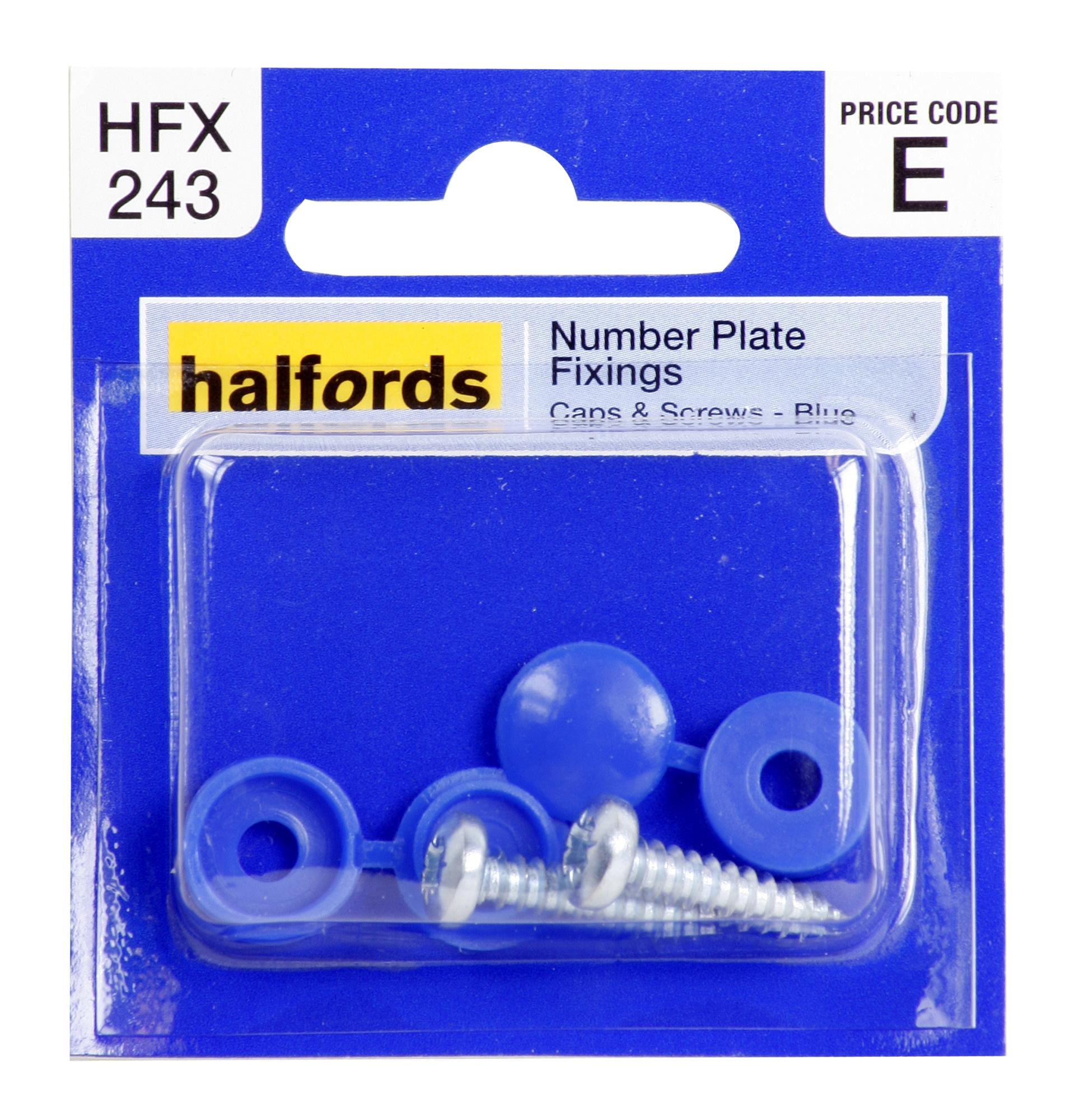 Halfords Number Plate Fixings - Blue Hfx243