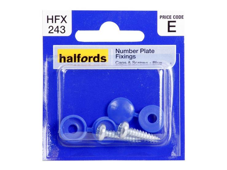 Halfords Number Plate Fixings - Blue HFX243