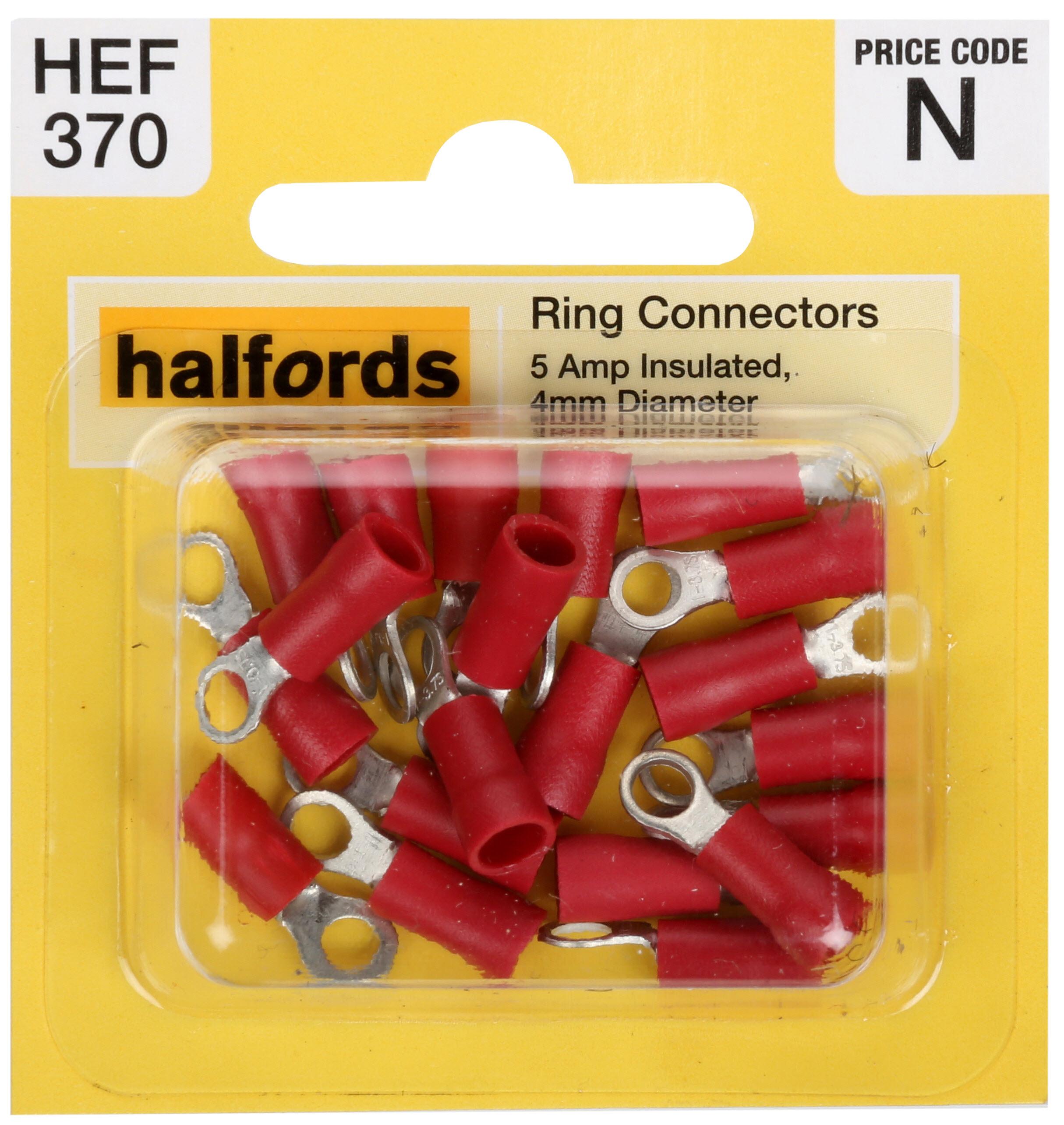 Halfords Ring Connectors 5 Amp Insulated 4Mm Hef370