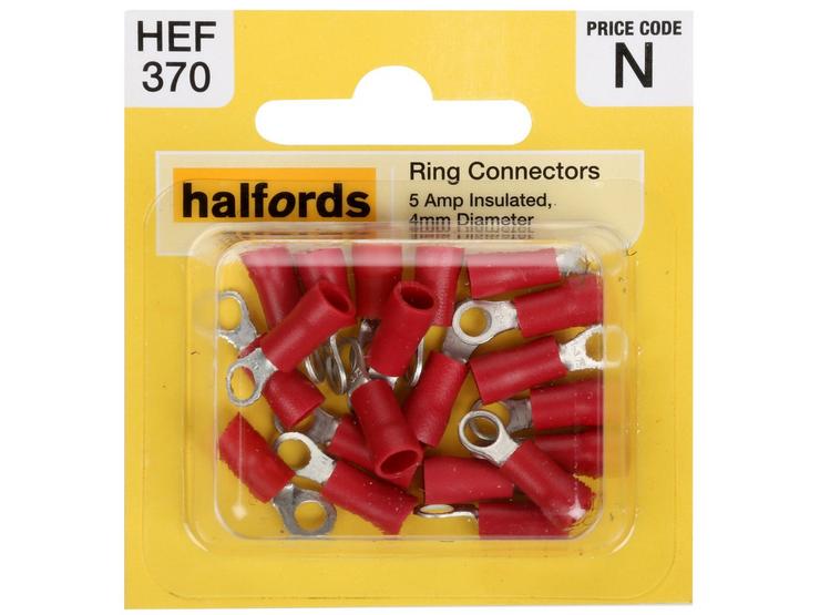 Halfords Ring Connectors 5 Amp Insulated 4mm HEF370