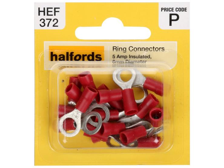 Halfords Ring Connectors 5 Amp Insulated 6mm HEF372