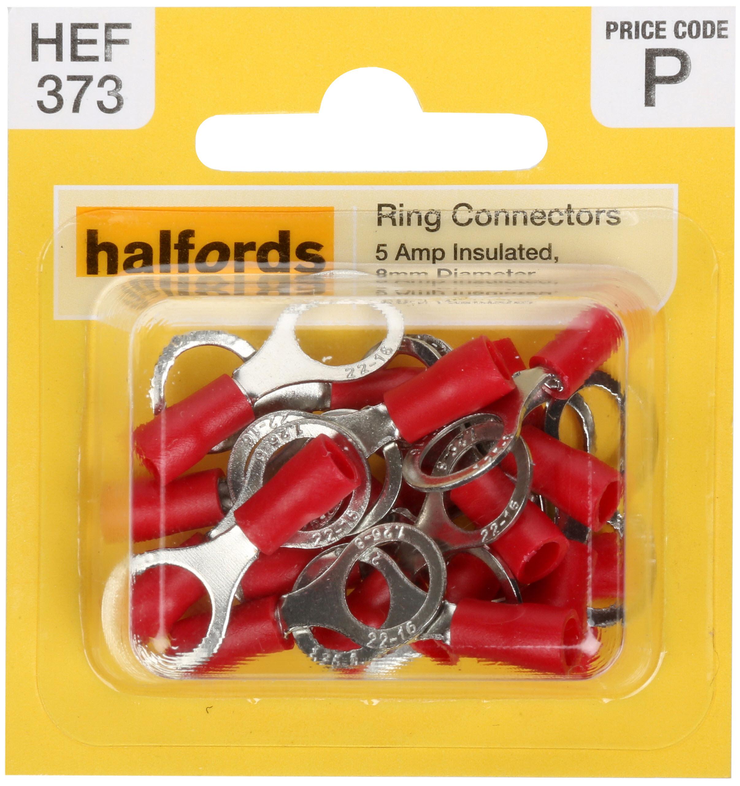 Halfords Ring Connectors 5 Amp Insulated 8Mm Hef373