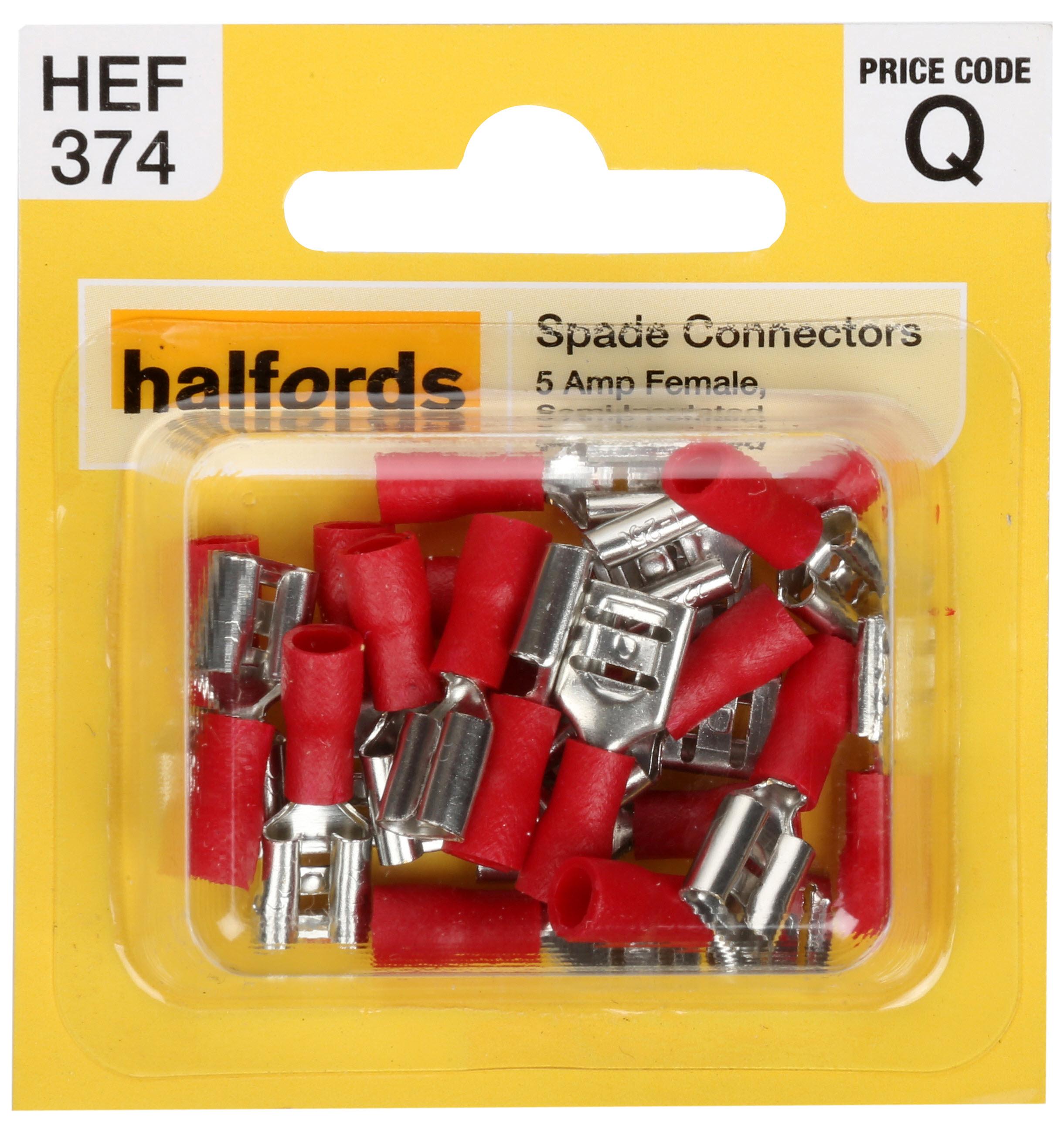 Halfords Spade Connectors 5 Amp Female Semi-Insulated Hef374