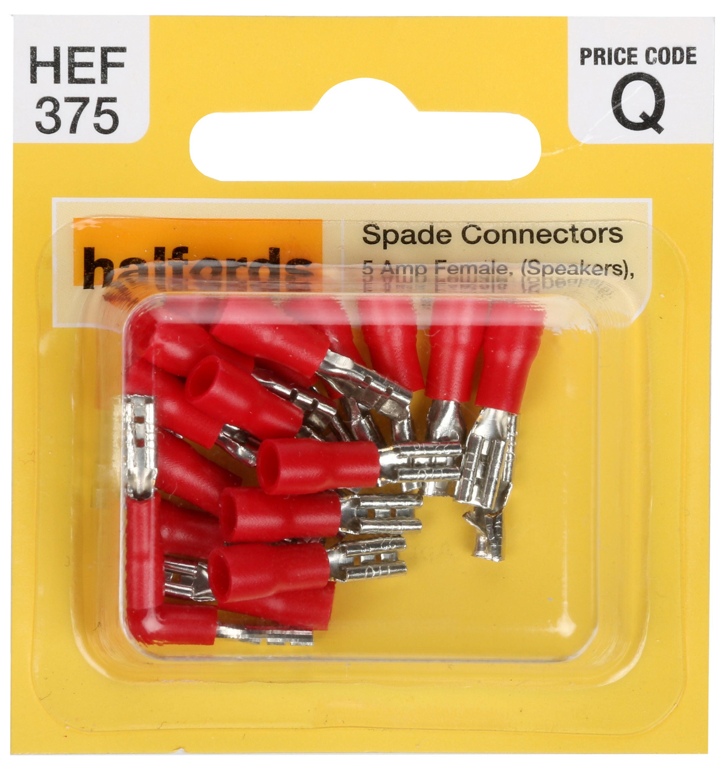 Halfords Spade Connectors Semi Insulated 5 Amp Female Hef375