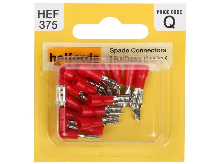 Halfords Spade Connectors Semi Insulated 5 Amp Female HEF375