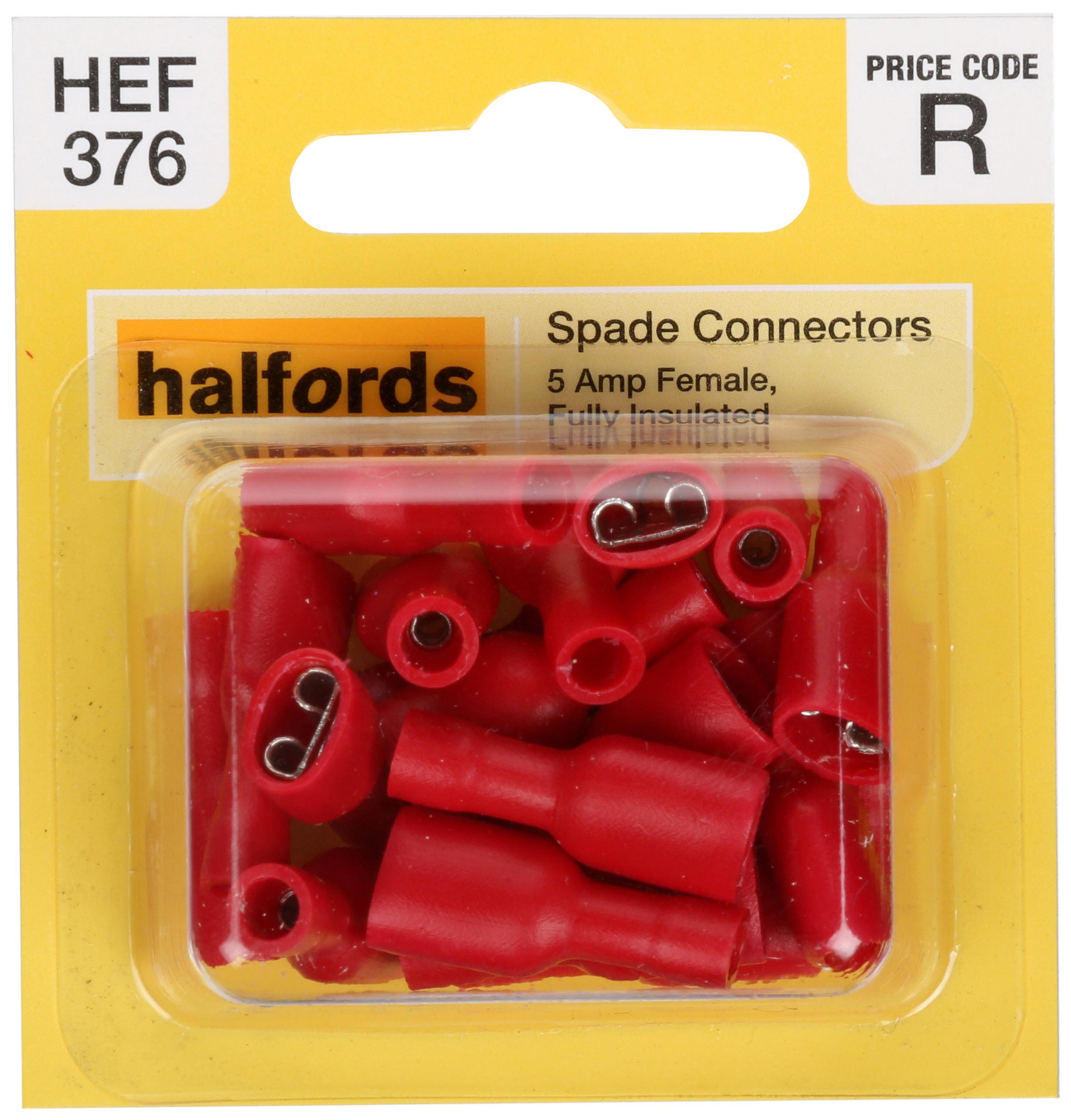 Halfords Spade Connectors 5 Amp Female Fully-Insulated Hef376