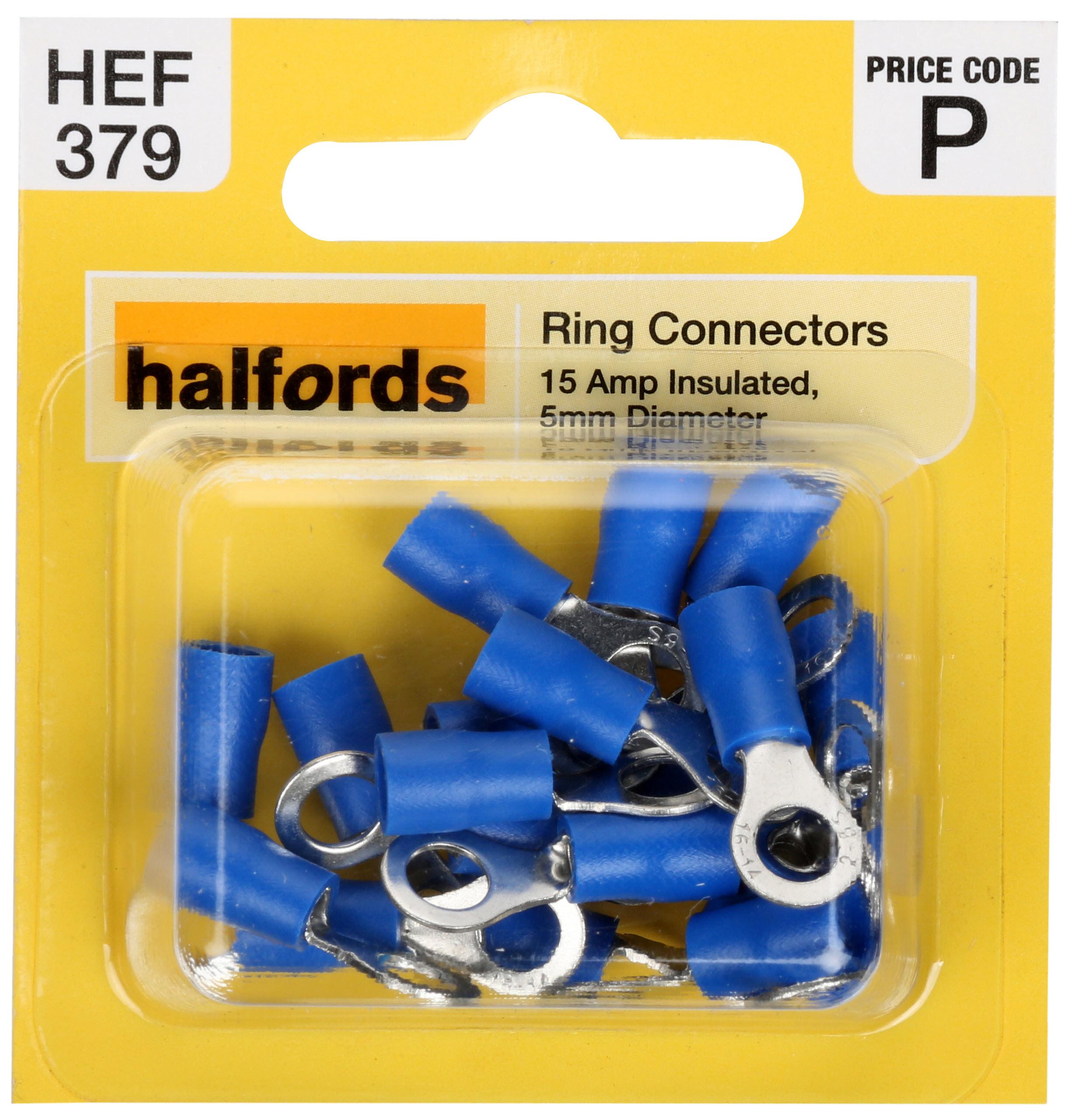 Halfords Ring Connectors 15 Amp Insulated 5Mm Hef379