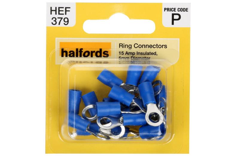 Halfords Ring Connectors 15 Amp Insulated 5mm HEF379 Halfords Ring Connectors 15 Amp Insulated 5mm HEF379