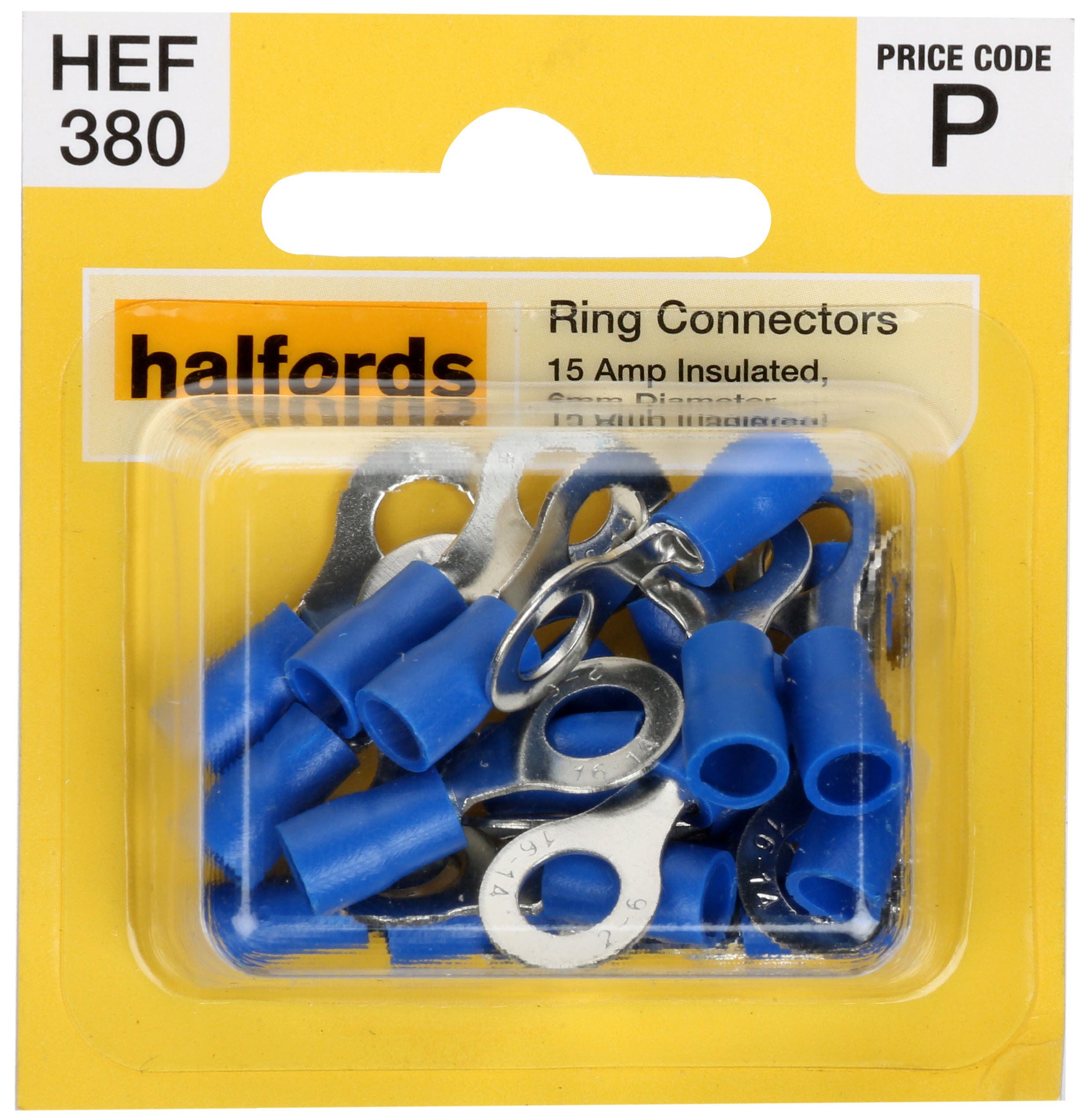 Halfords Ring Connectors 15 Amp Insulated 6Mm Hef380