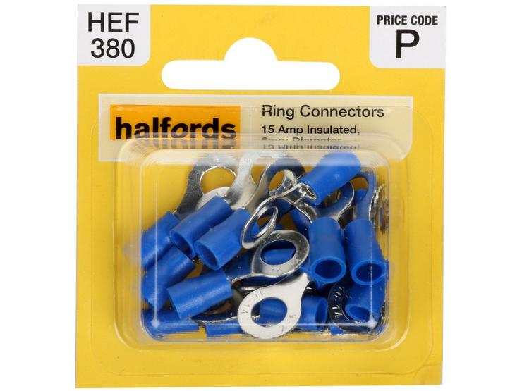 Halfords Ring Connectors 15 Amp Insulated 6mm HEF380