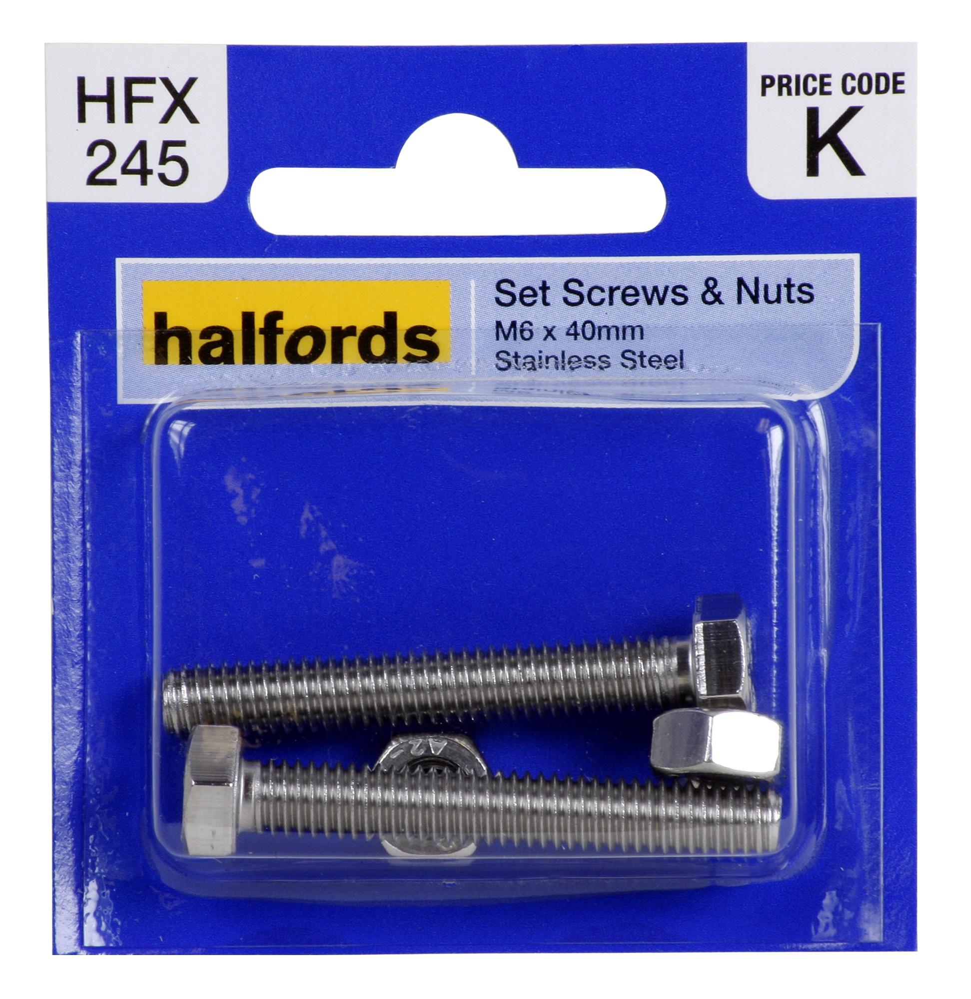 Halfords Set Screws And Nuts M6 X 40Mm Hfx245