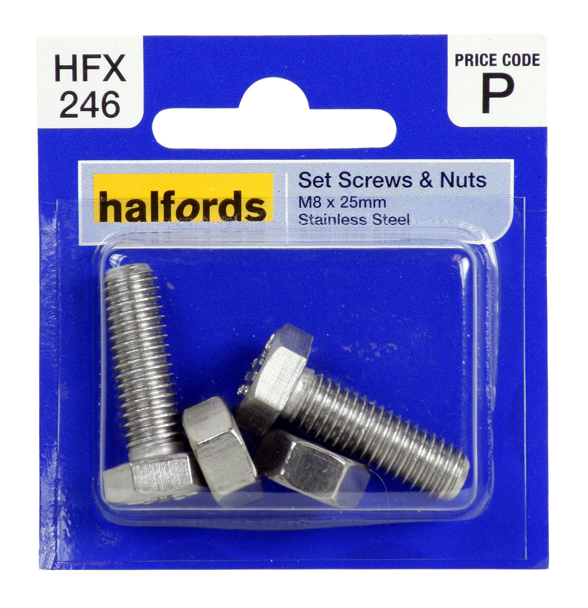 Halfords Set Screws And Nuts M8X25Mm