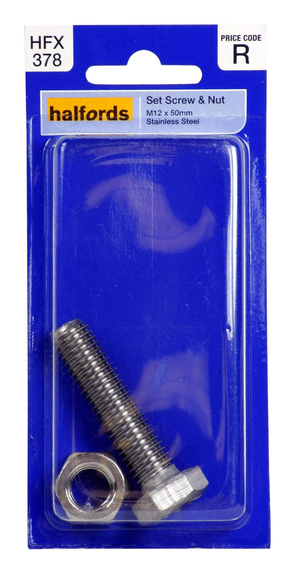 Halfords Set Screw And Nut M12X50Mm Hfx378