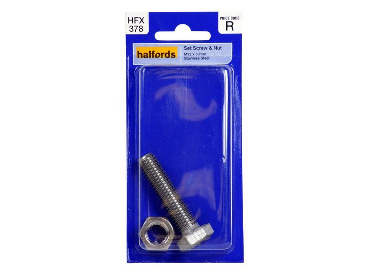 Halfords Set Screw and Nut M12x50mm HFX378