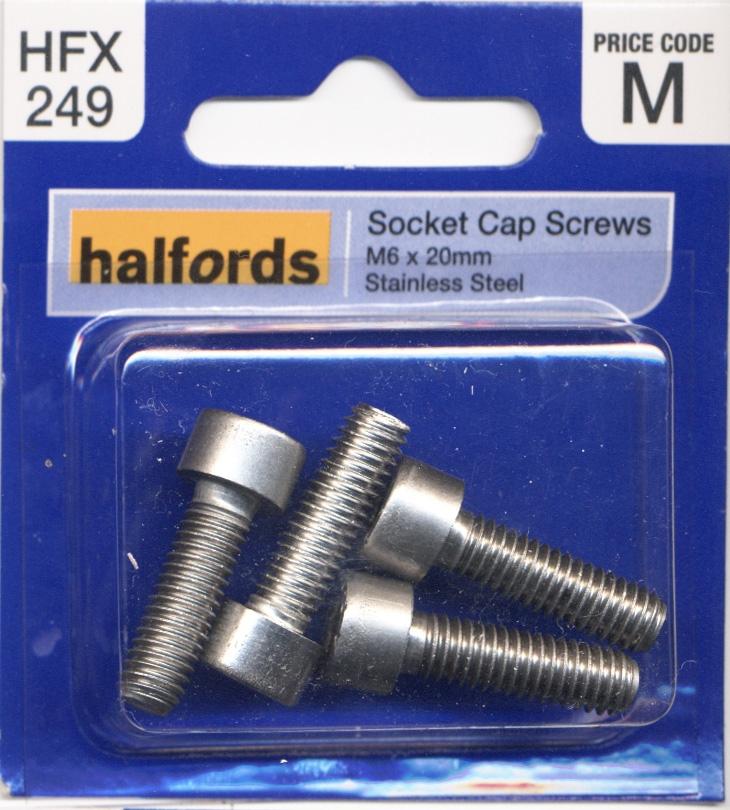 Halfords Socket Cap Screws M6 X 20Mm Hfx249