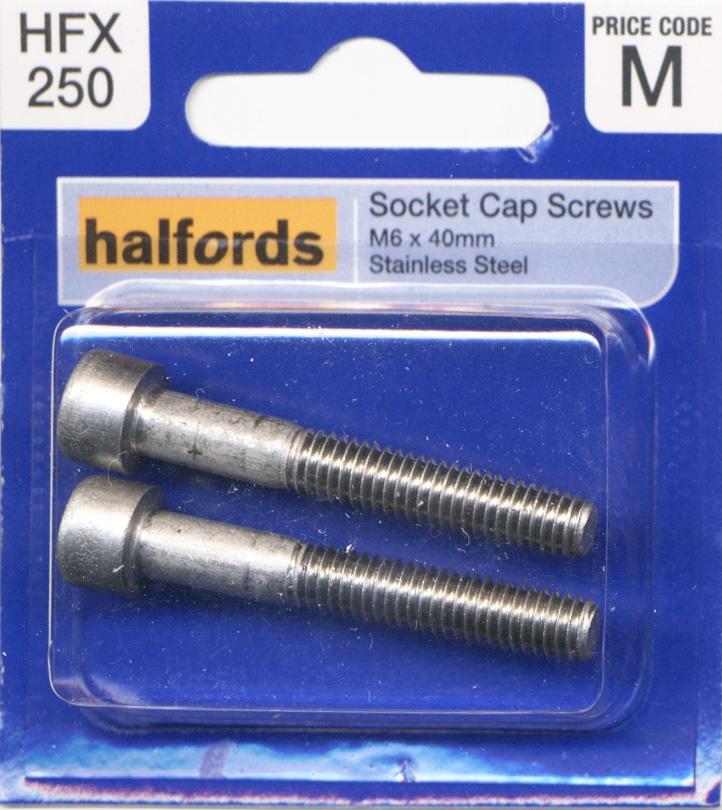 Halfords Socket Cap Screws M6 X 40Mm Hfx250