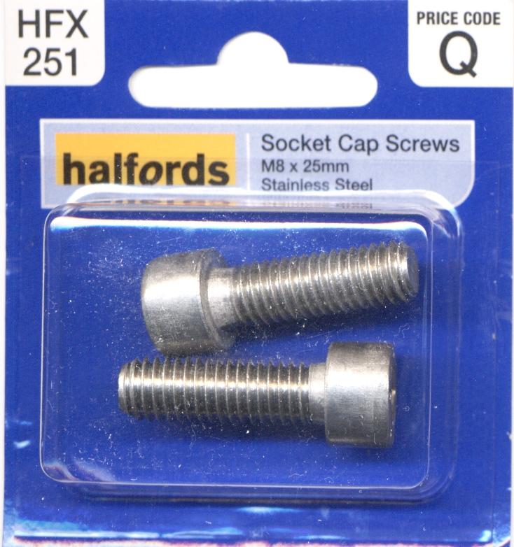 Halfords Socket Cap Screws M8 X 25Mm Hfx251