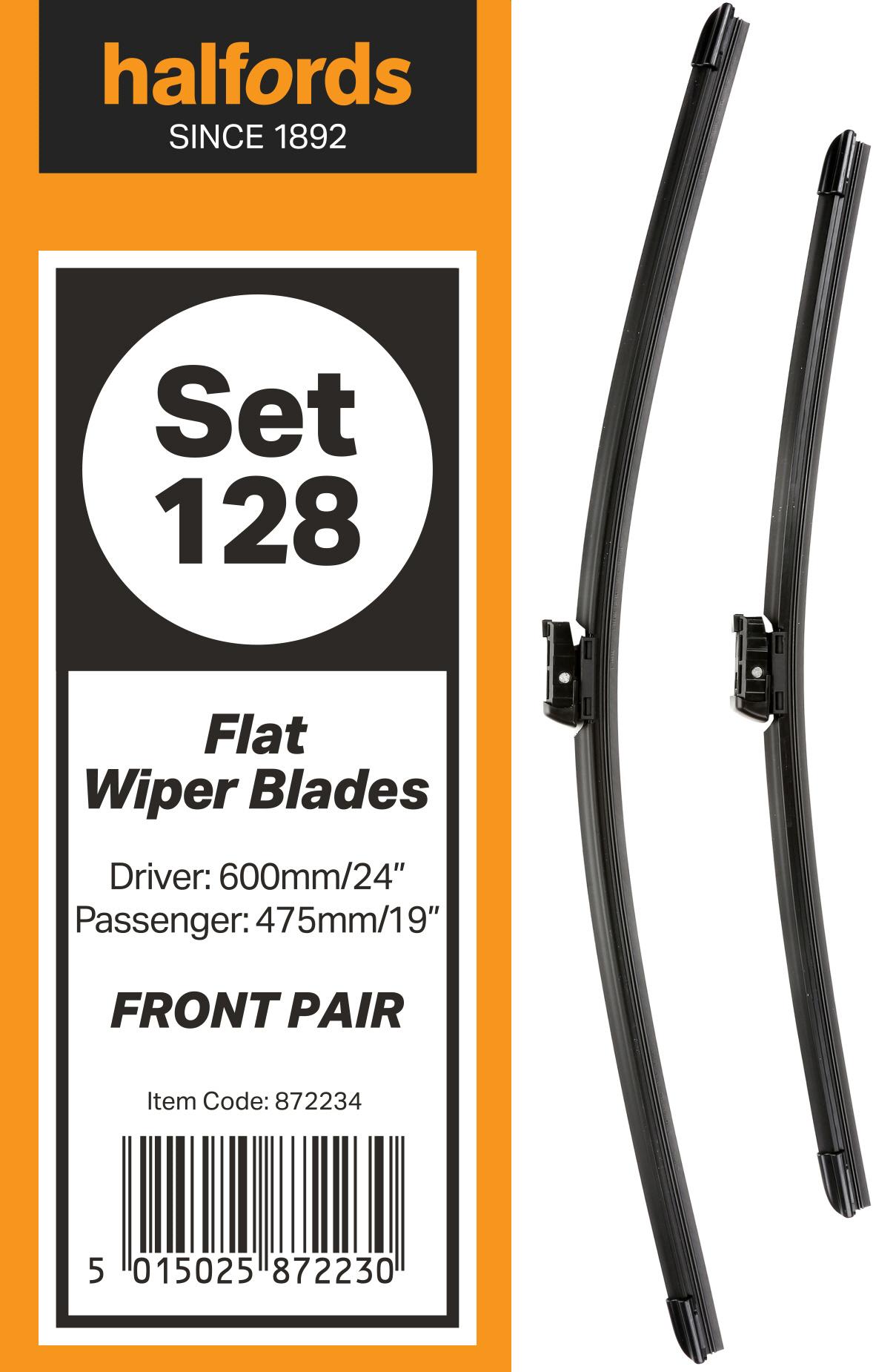 Halfords Set 128 Wiper Blades - Front Pair