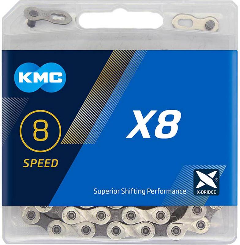 Halfords KMC Kmc X8 6/7/8 Speed Chain, Silver/Grey, 114L | Extra 8% off for BC Members