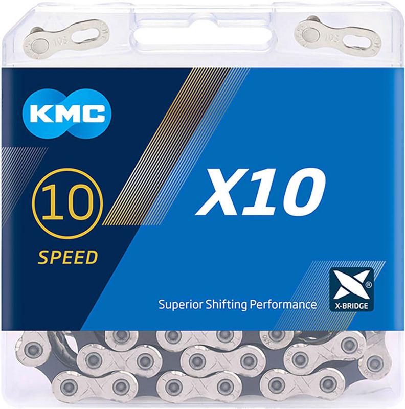 Halfords Kmc X10 10 Speed Chain, Silver/Black, 122L | Extra 8% off for BC Members