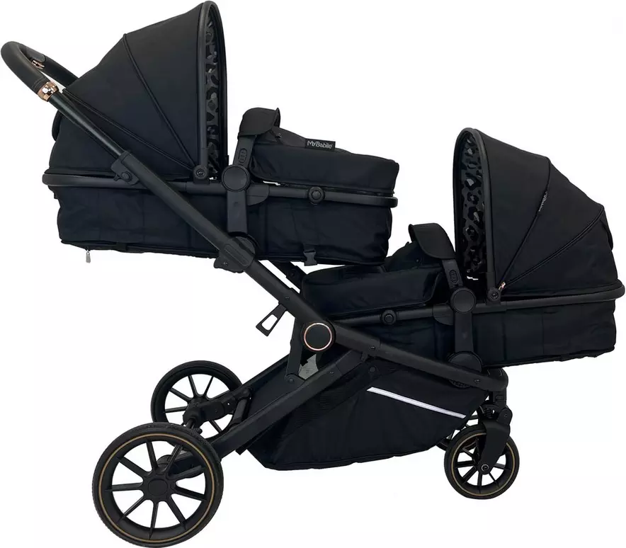 My Babiie MB33 Tandem Pushchair Black Leopard Halfords UK