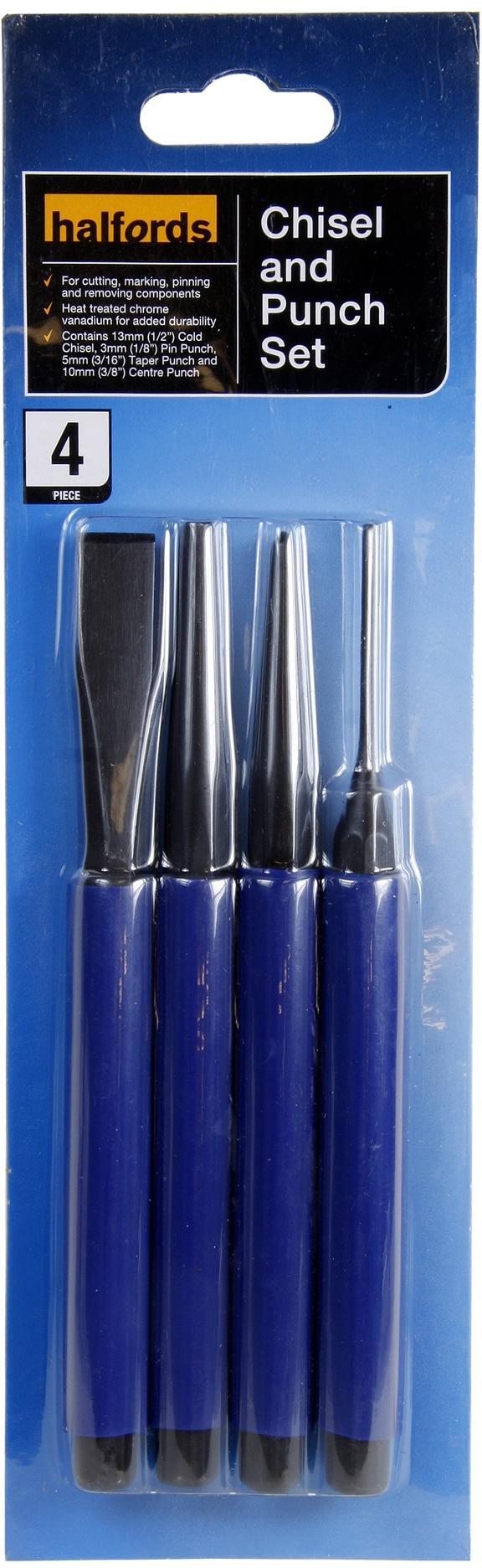 Halfords 4 Piece Chisel & Punch Set