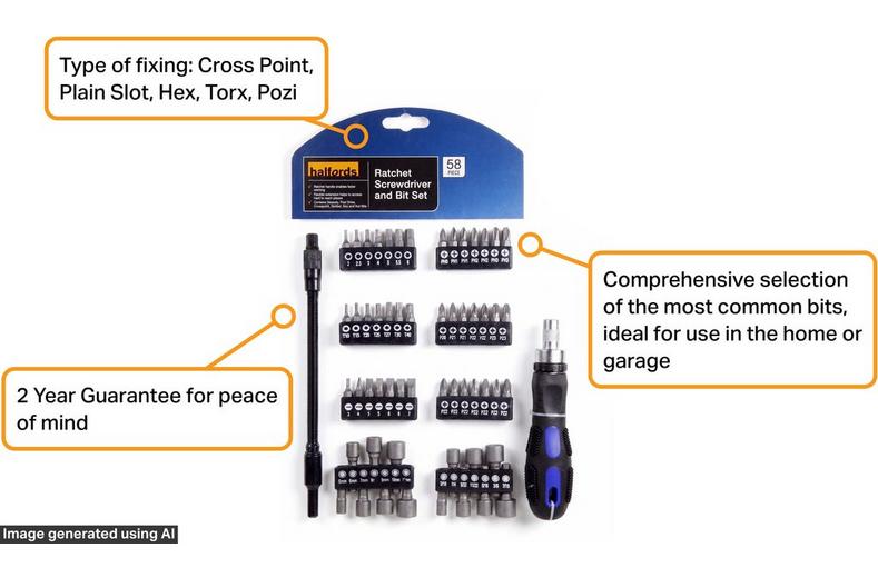Halfords 58 piece Ratchet Screwdriver & Bit Set Halfords 58 piece Ratchet Screwdriver & Bit Set