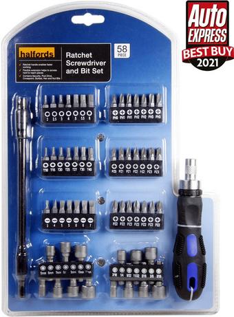 Halfords 58 piece Ratchet Screwdriver & Bit Set